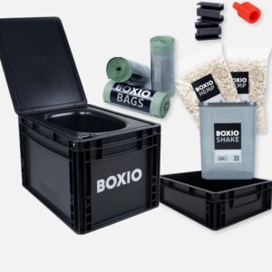 BOXIO-TOILET Max+ Trockentrenntoilette, schwarz, inkl. Toilet Up & Zubehör